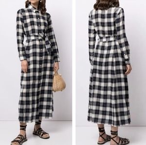 Polo Ralph Lauren Womens Check Print Maxi Shirt Dress Size 6 100% Wool